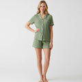 Conjunto de pijama suave de algodón para mujer - Pijama de dos piezas con botones